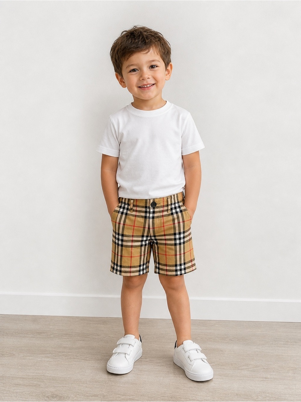 Burberry London Boy’s Nova Check - Print Flat Shorts 4 Years Old 4Y